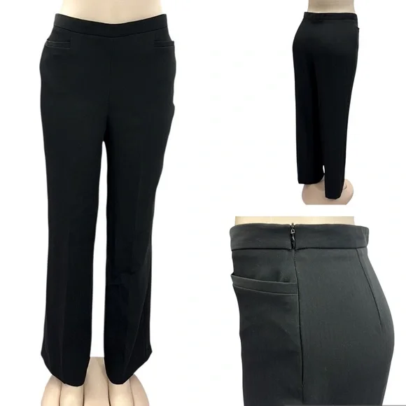 Tribal Black On Black Striped 2 Pocket Side Zip Wide Straight Leg Curvy Womens 8 - Picture 1 of 15